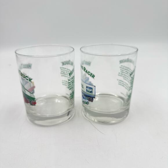 Vintage 90s Hess Truck Glasses Tanker Trailer and Racer Highball Glasses - Picture 4 of 8